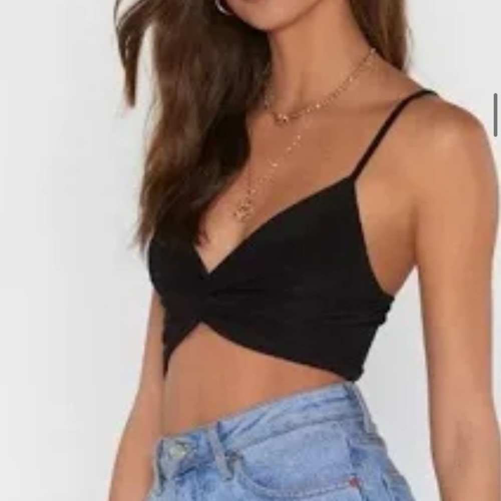 Black Twist Front Crop Top